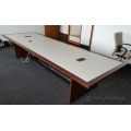 Grey Laminate Brown Trim 12' Boardroom Conference Table